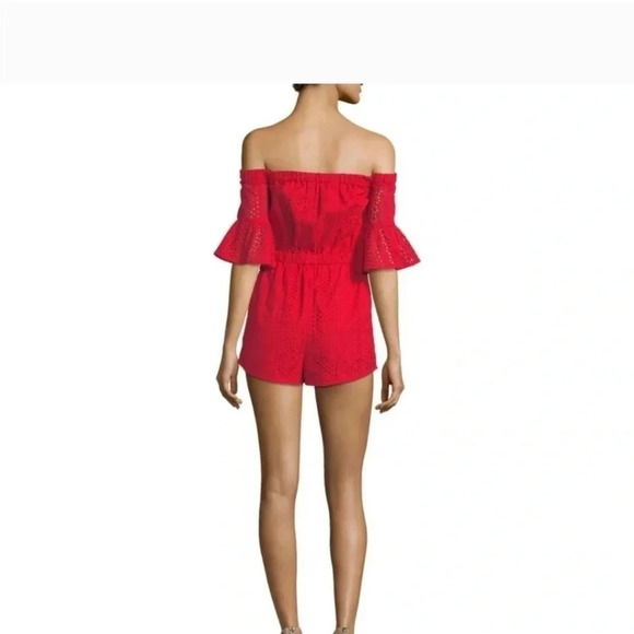 Likely Bayard Kittridge red lace off the shoulder romper - Picture 10 of 11
